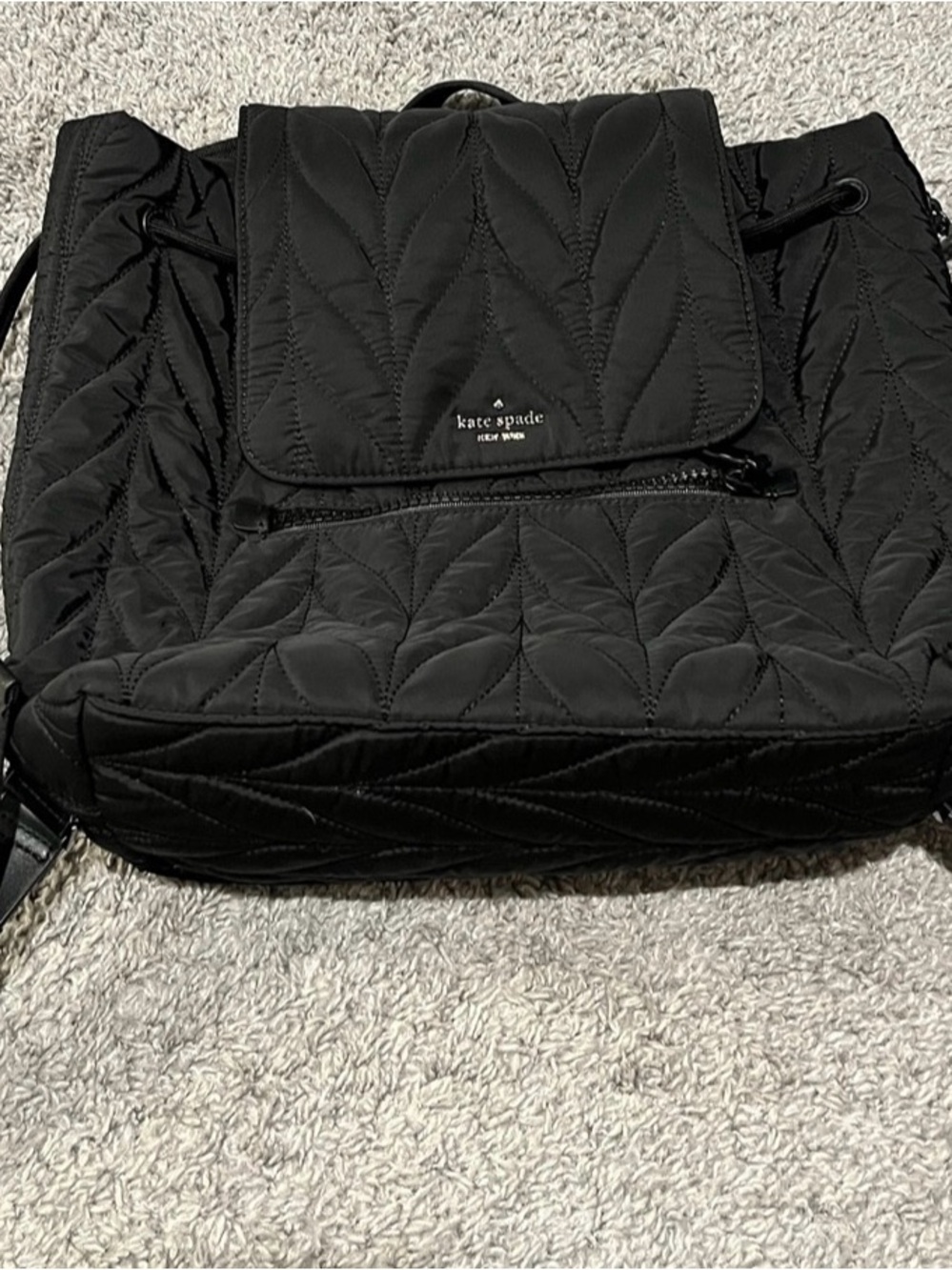 kate spade Black Quilted Nylon Drawstring Backpack